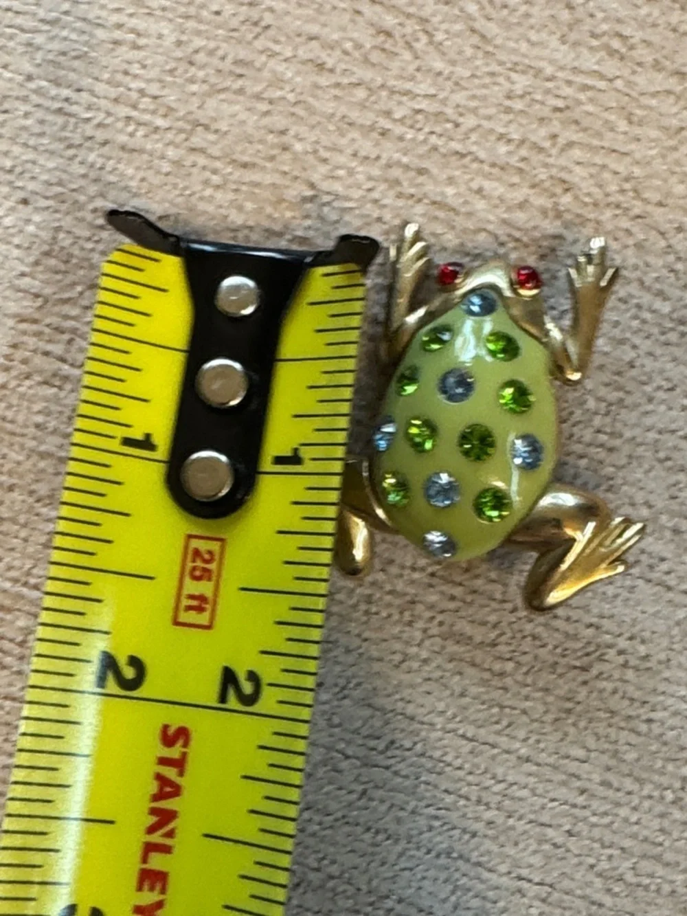 Green Crystal Frog Brooches - Set of 2